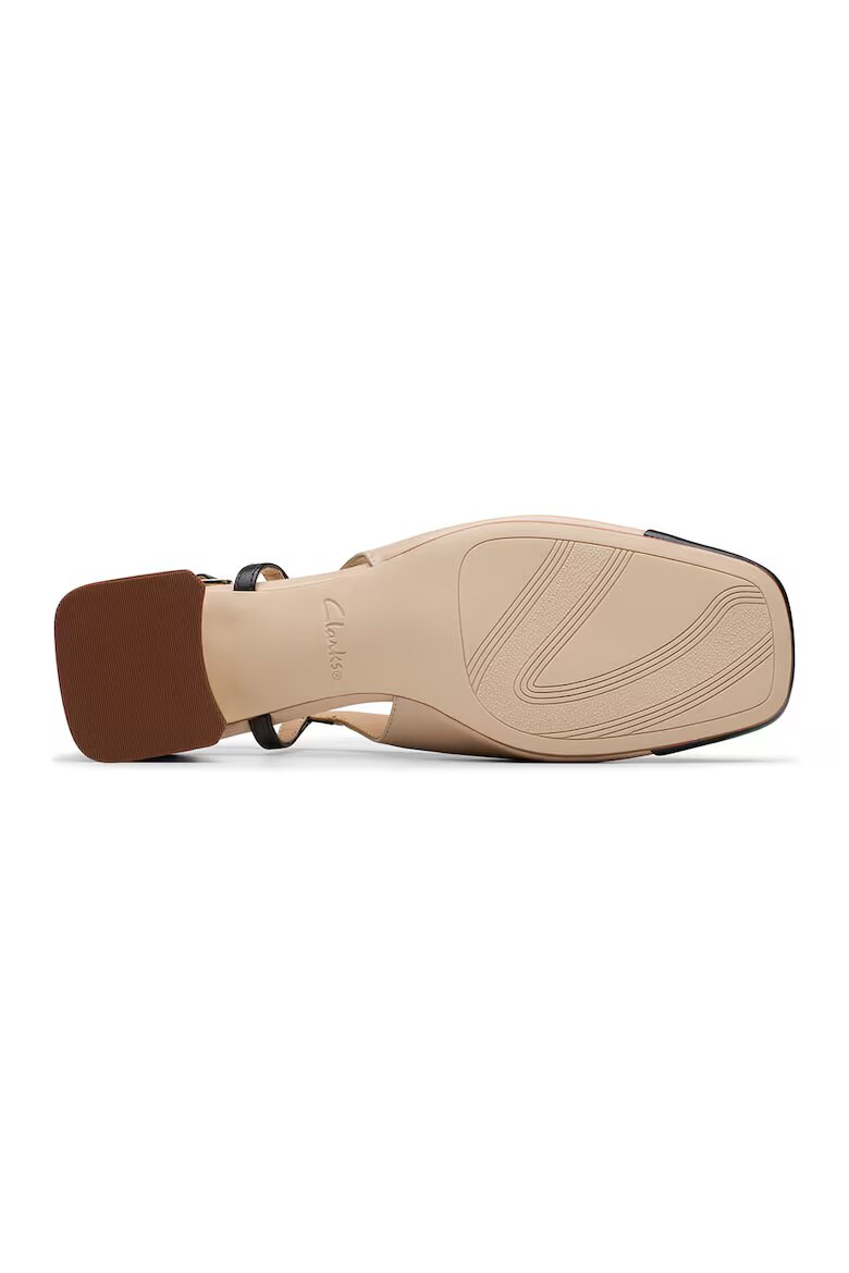 Clarks Кожени обувки с отворена пета и масивен ток Черен/Бежов