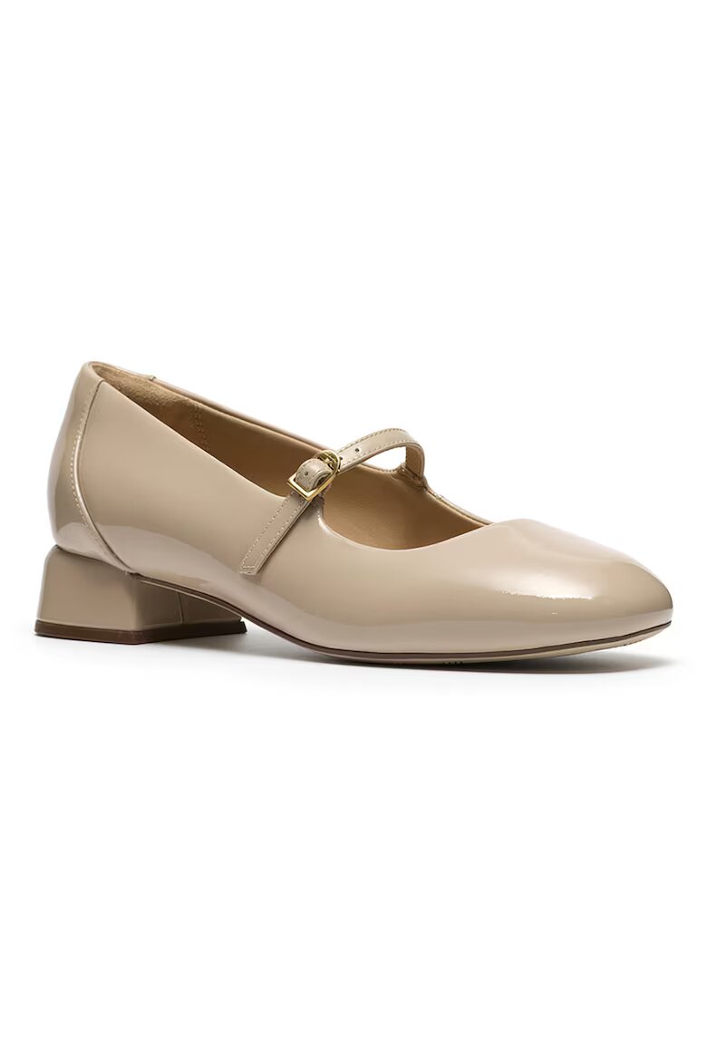 Clarks Кожени пантофки Daiss тип Mary Janes с малък ток Светло бежово