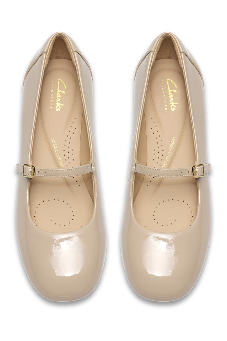 Clarks Кожени пантофки Daiss тип Mary Janes с малък ток Светло бежово