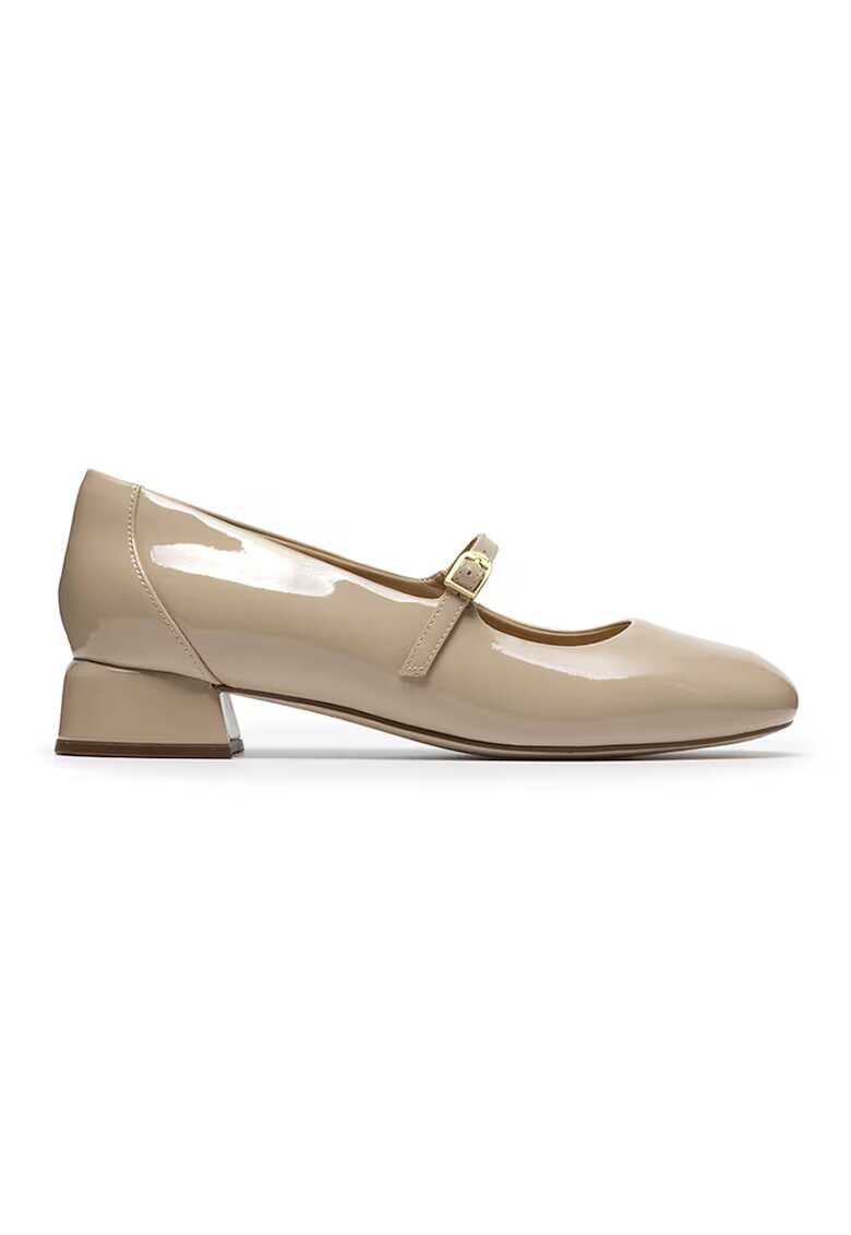 Clarks Кожени пантофки Daiss тип Mary Janes с малък ток - Светло бежово