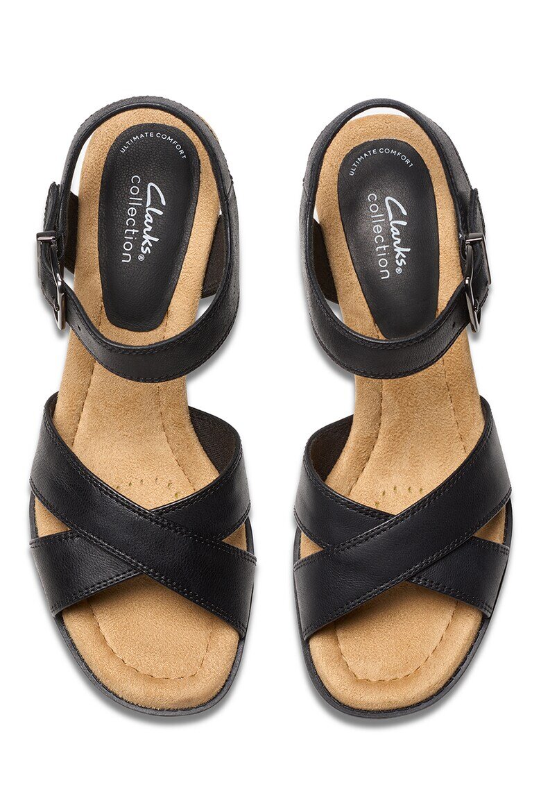 Clarks Кожени полускосени сандали Черен