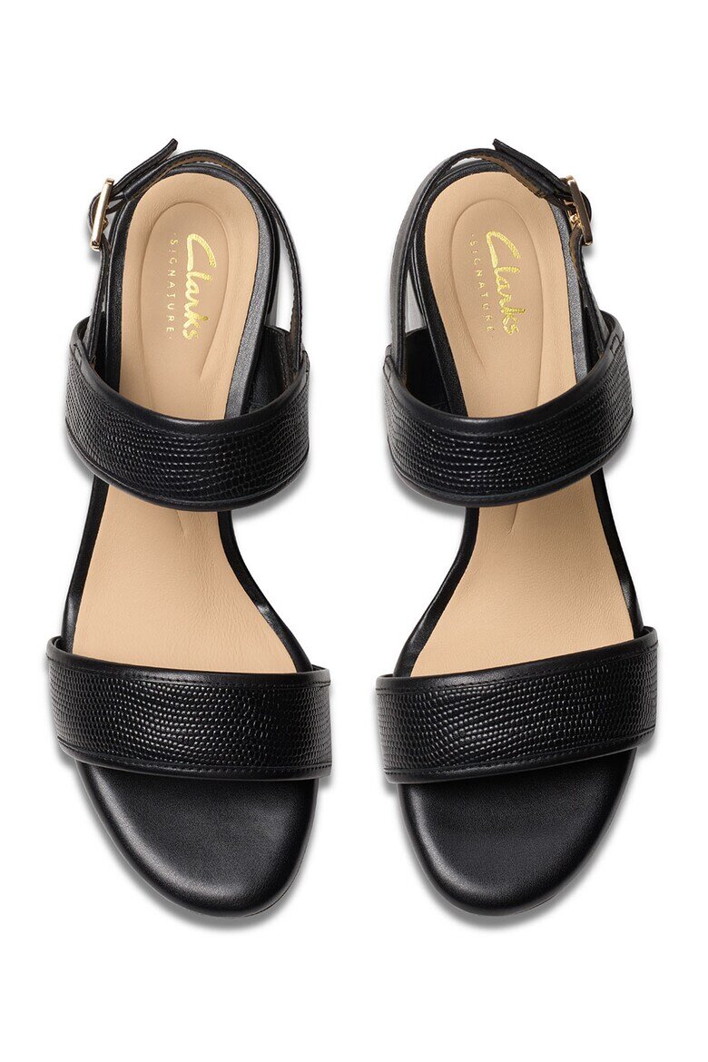 Clarks Кожени сандали Ezoria с масивен ток Черен