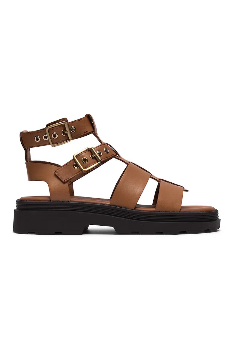 Clarks Кожени сандали Orinoco Cove с каишки с тока Канелено кафяво