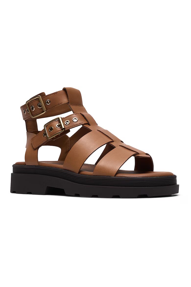 Clarks Кожени сандали Orinoco Cove с каишки с тока Канелено кафяво