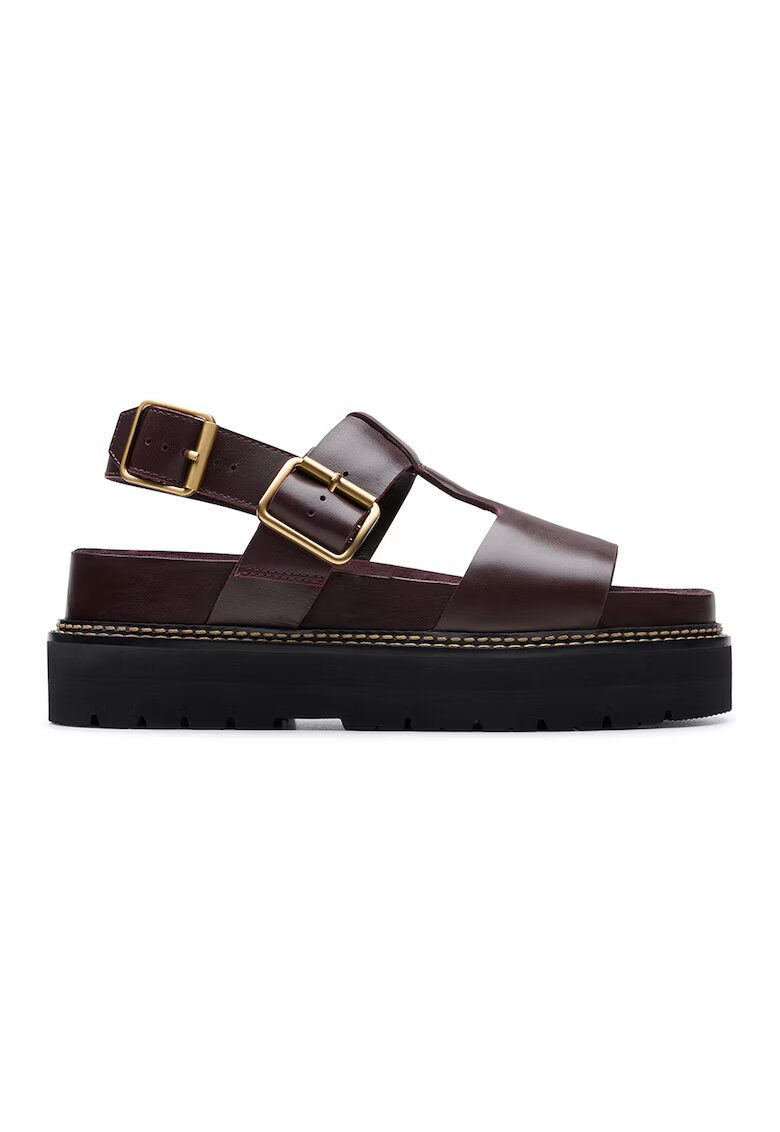Clarks Кожени сандали с равна платформа