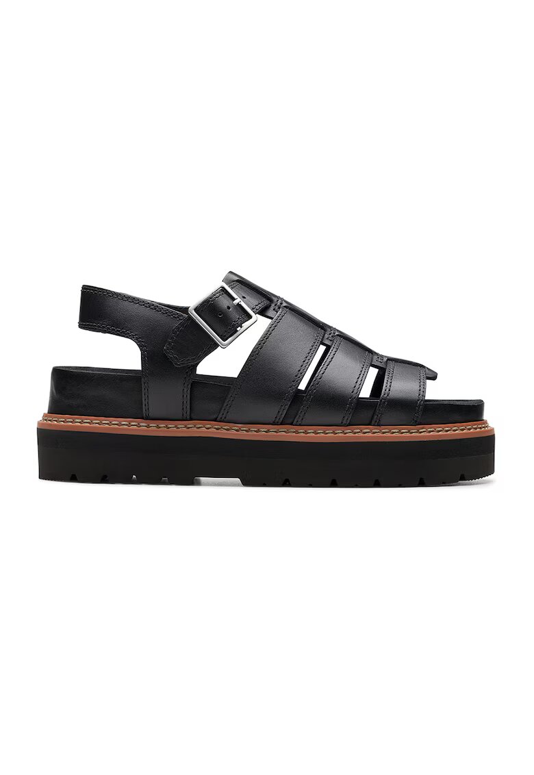 Clarks Кожени сандали с равна платформа