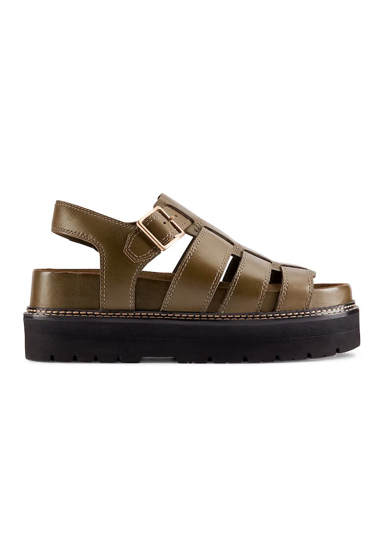 Clarks Кожени сандали с равна платформа