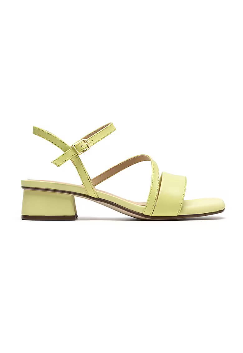 Clarks Кожени сандали Serina с масивен ток - Шам фъстък зелено