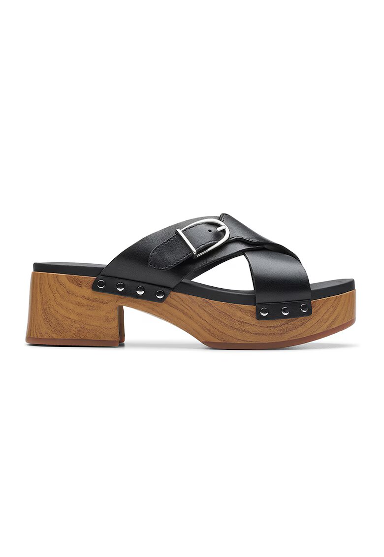 Clarks Кожени сандали Sivanne Walk без закопчаване - Черен
