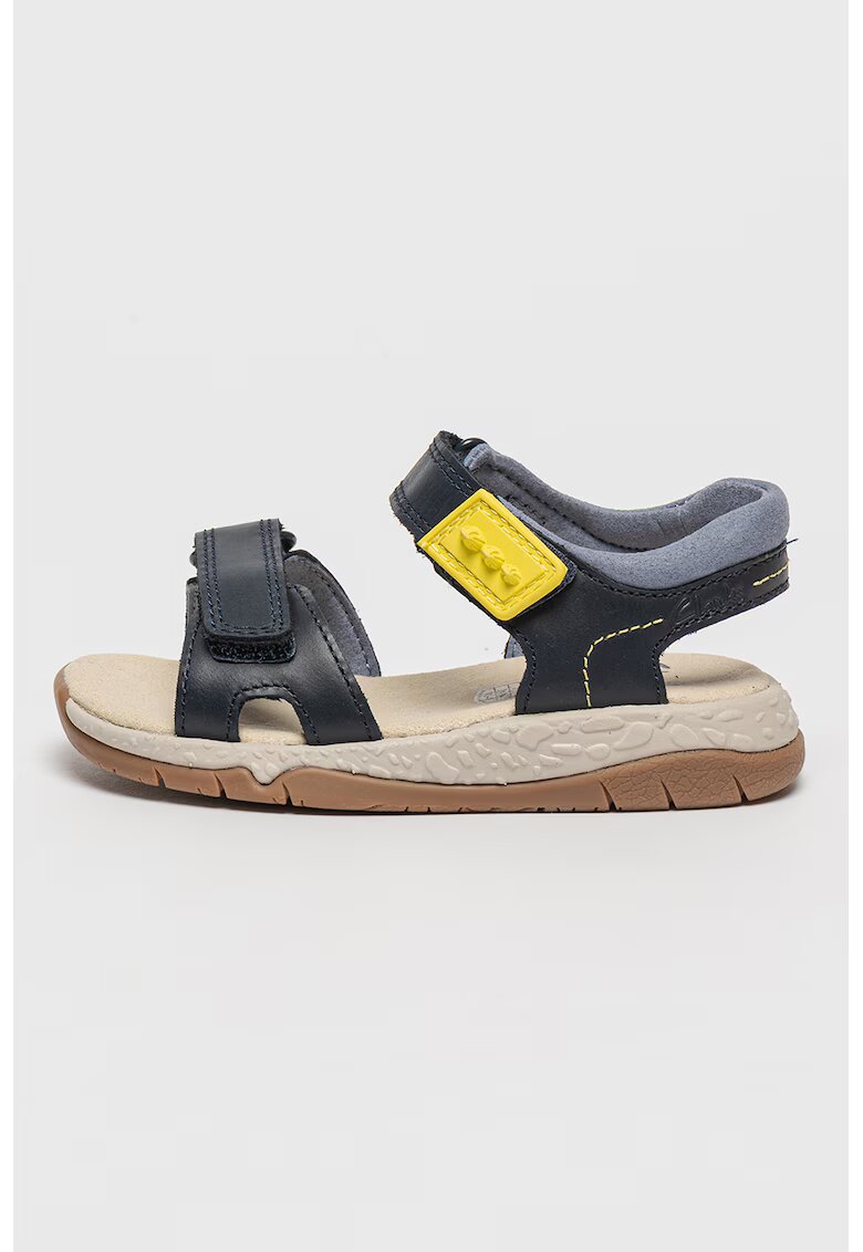Clarks Кожени сандали Spiney Step K с велкро - Прашно синьо/Тъмносин