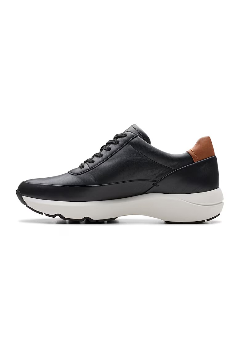 Clarks Кожени спортни обувки със страничен цип - Черен/Мръснобял