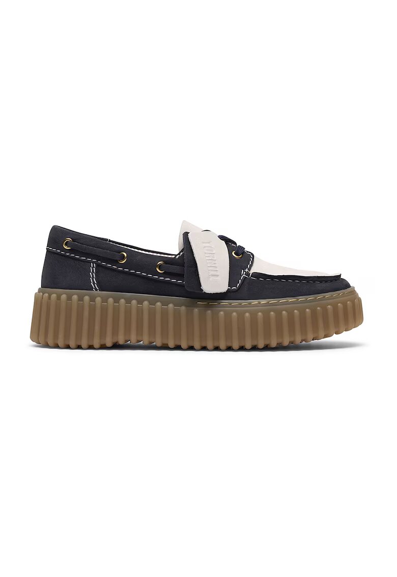 Clarks Мокасини Torhill от набук - Мръснобял/Антрацитно сиво