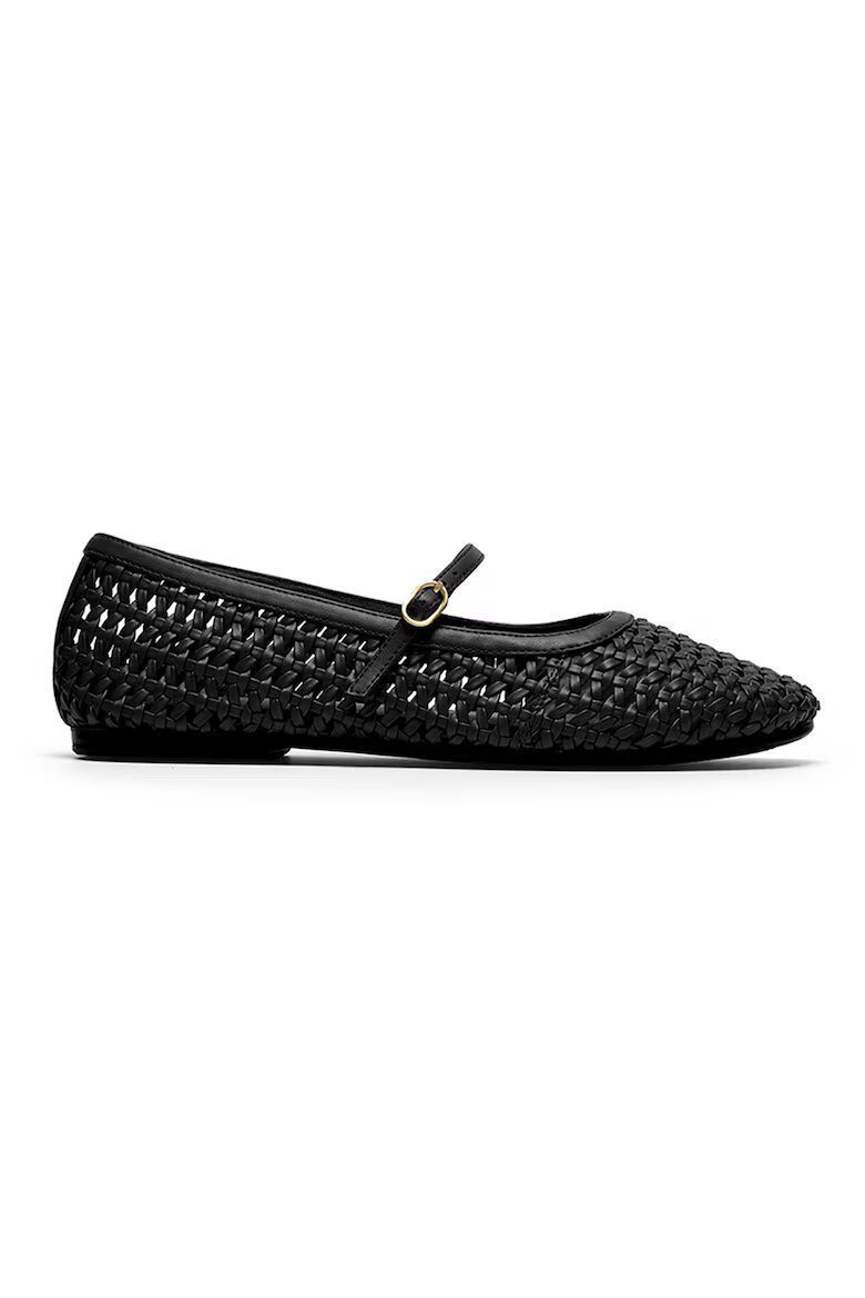 Clarks Пантофки Livia стил Mary Jane със сплетен дизайн Избеляло черно