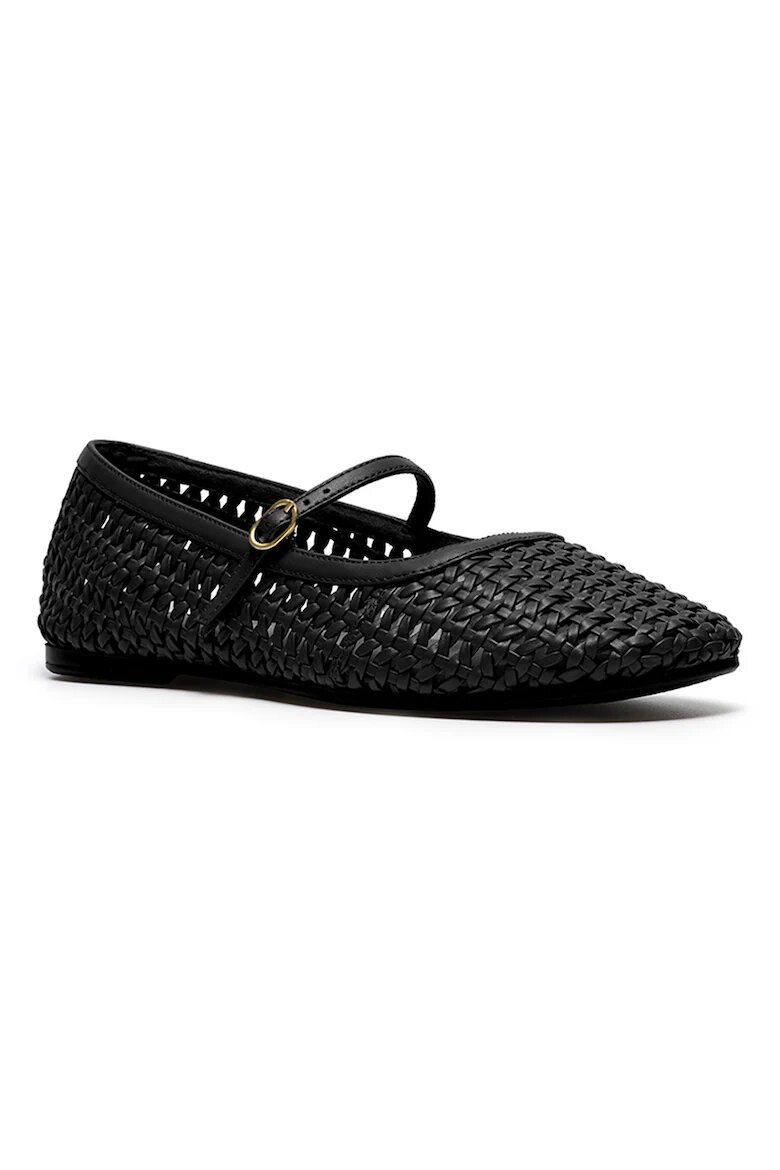 Clarks Пантофки Livia стил Mary Jane със сплетен дизайн Избеляло черно