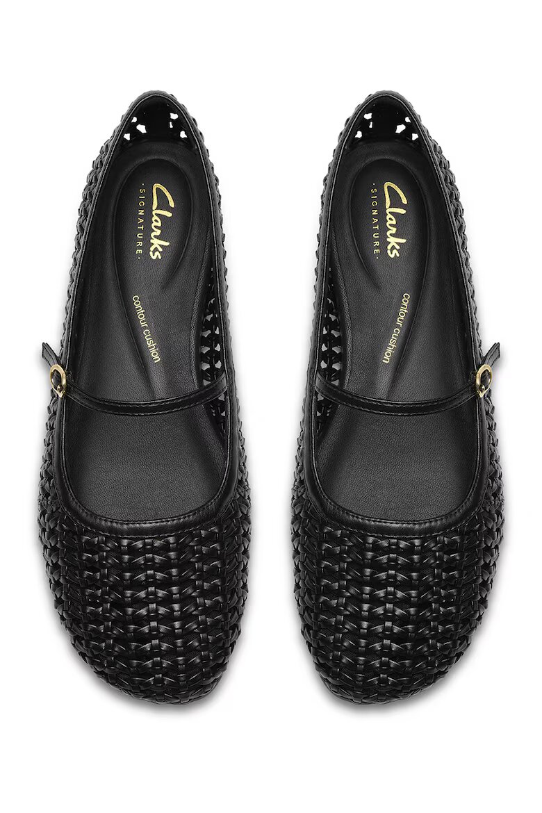 Clarks Пантофки Livia стил Mary Jane със сплетен дизайн Избеляло черно