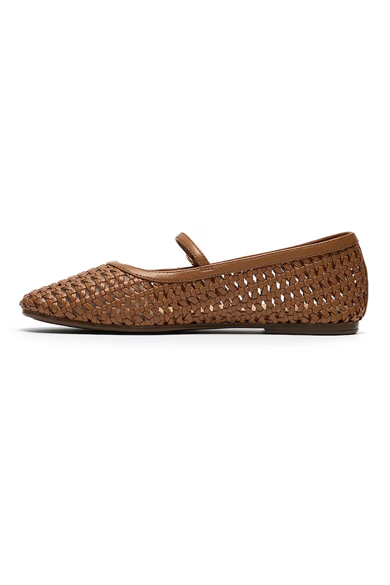 Clarks Пантофки Livia стил Mary Jane със сплетен дизайн Канелено кафяво