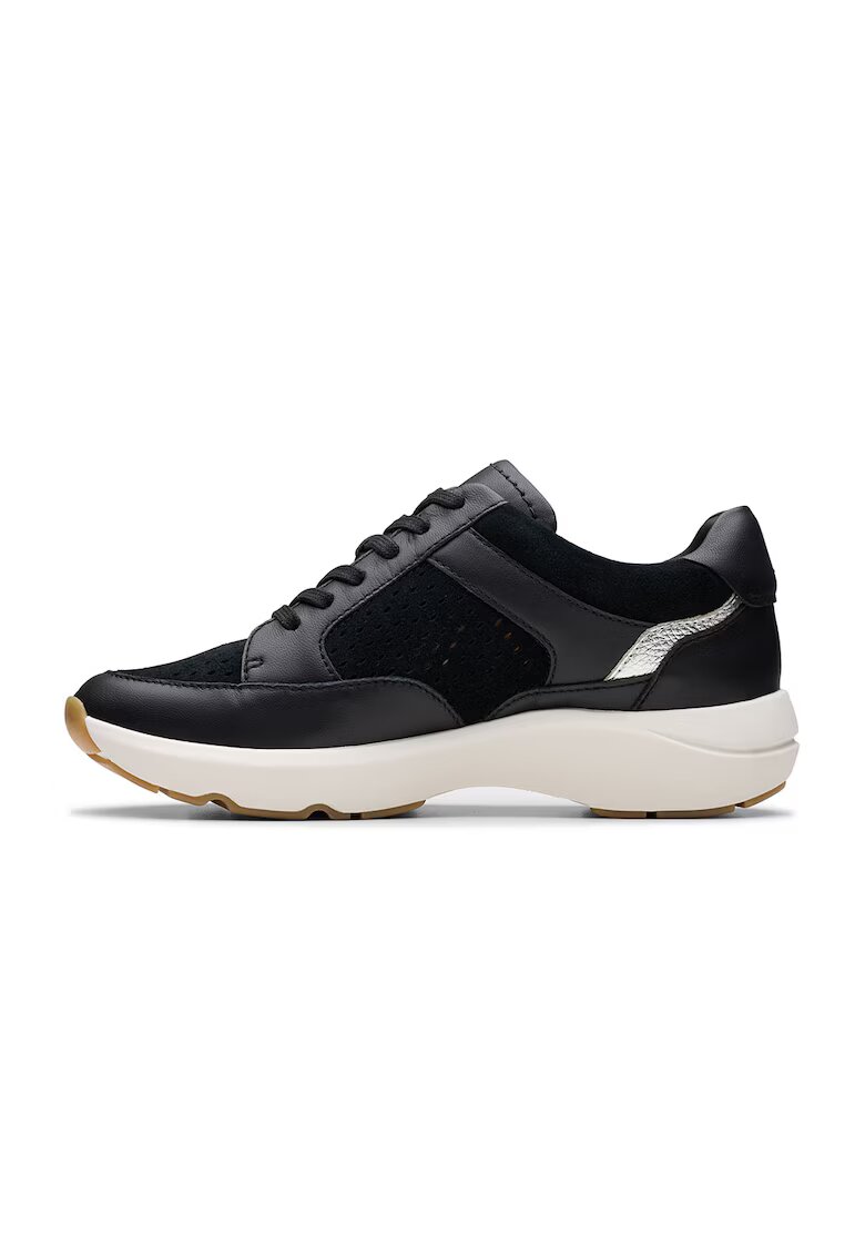 Clarks Полускосени спортни обувки с кожа - Черен