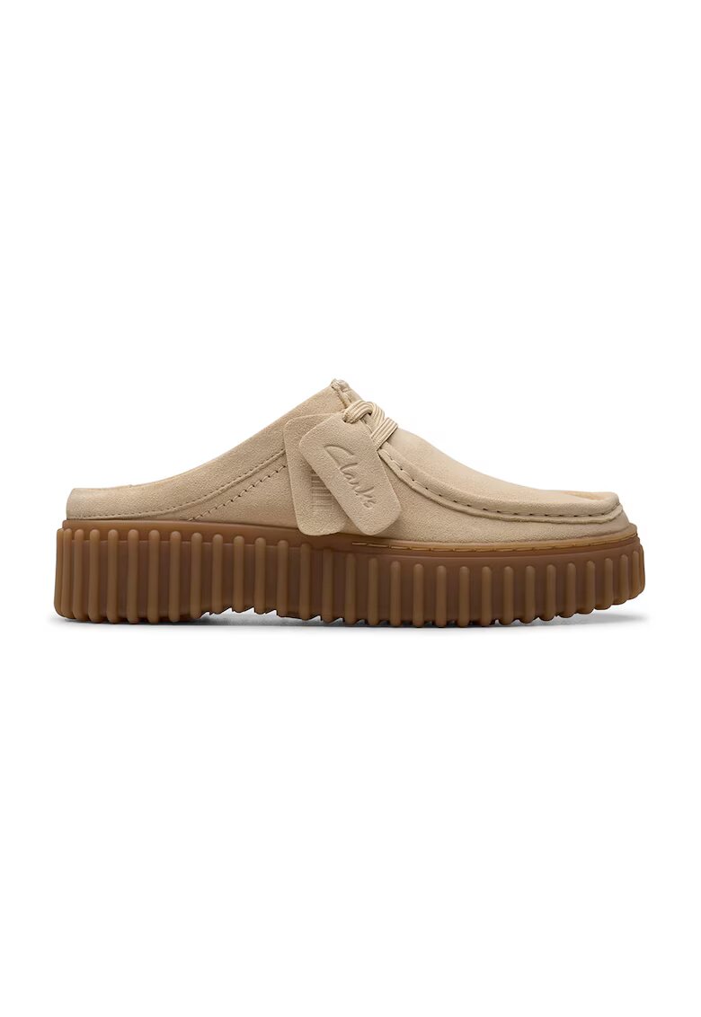 Clarks Сабо от кожа и велур с лого