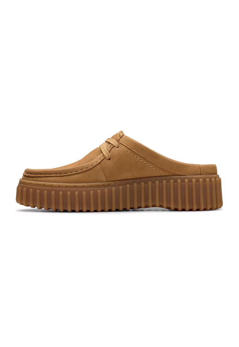 Clarks Сабо от кожа и велур с лого - Карамел