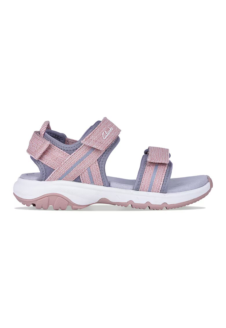 Clarks Сандали Expo Sea с каишки с велкро - Прашно синьо/Розово