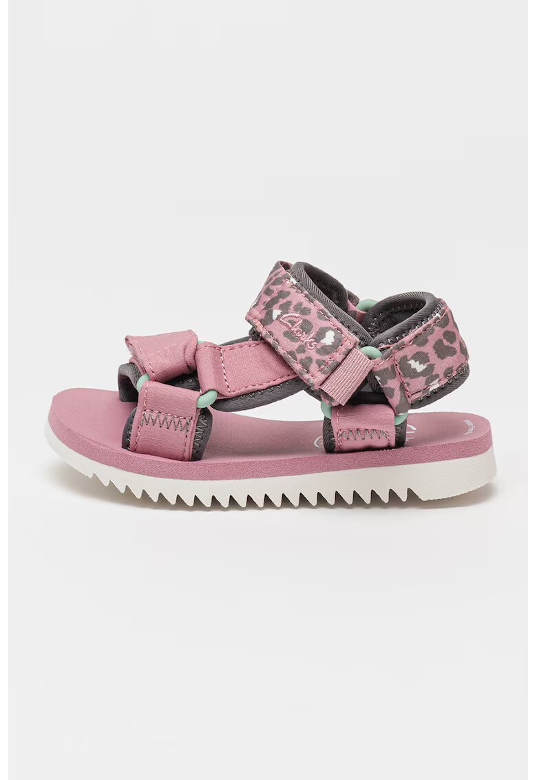 Clarks Сандали Peak Web с велкро и бродирано лого - Сив/Светлорозов