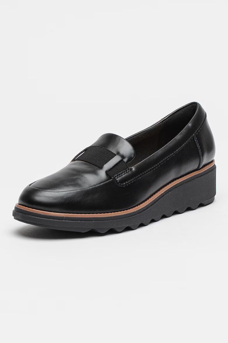 Clarks Скосени кожени мокасини Sharon Pace Черен