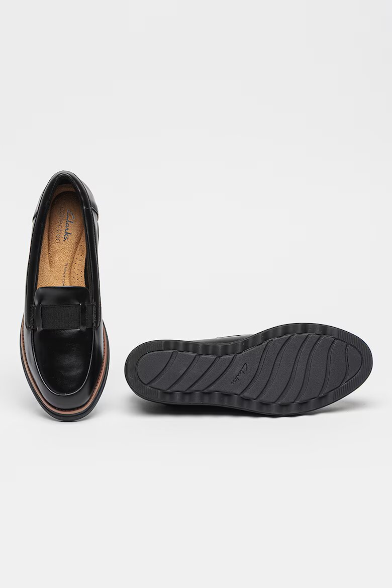 Clarks Скосени кожени мокасини Sharon Pace Черен