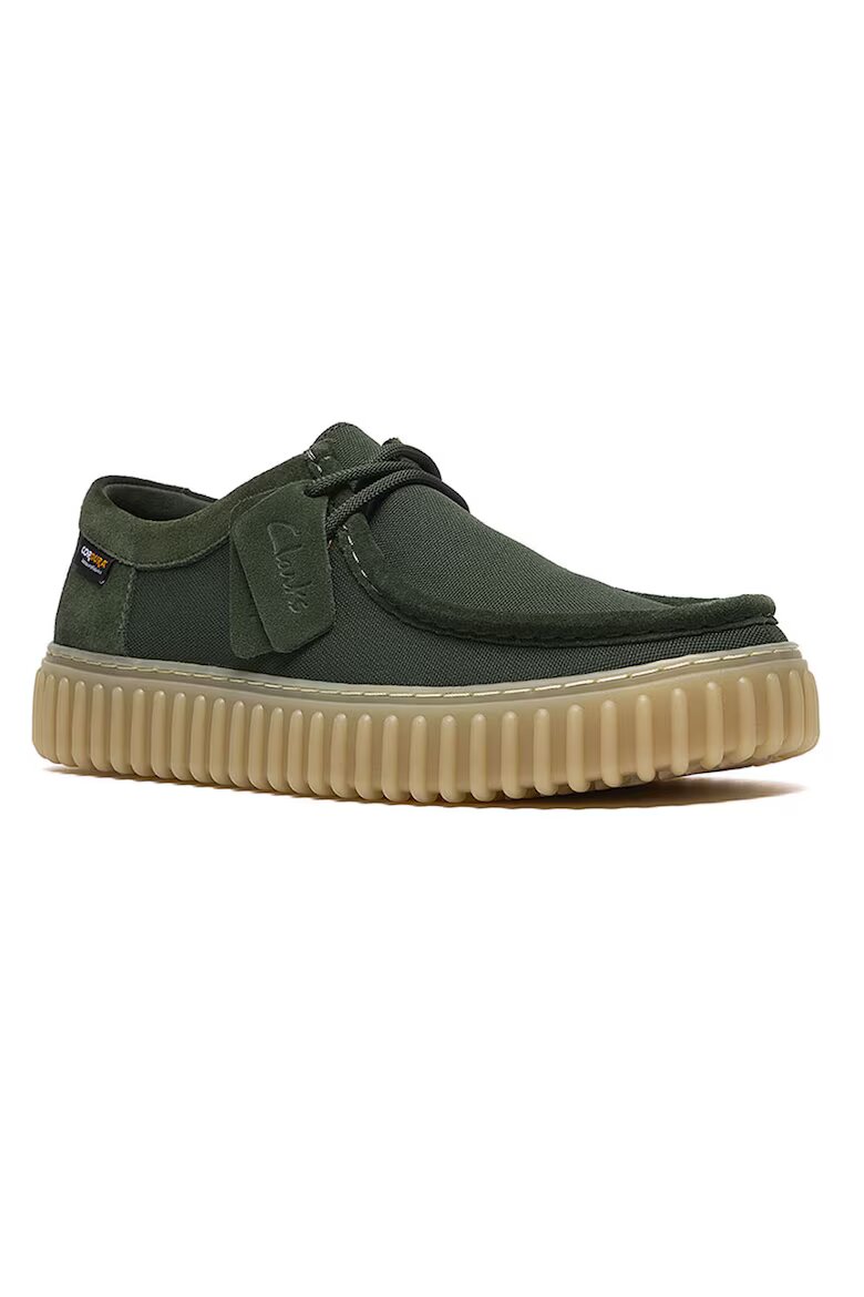 Clarks Текстилни кежуъл мокасини Torhill с велур Тъмнозелен