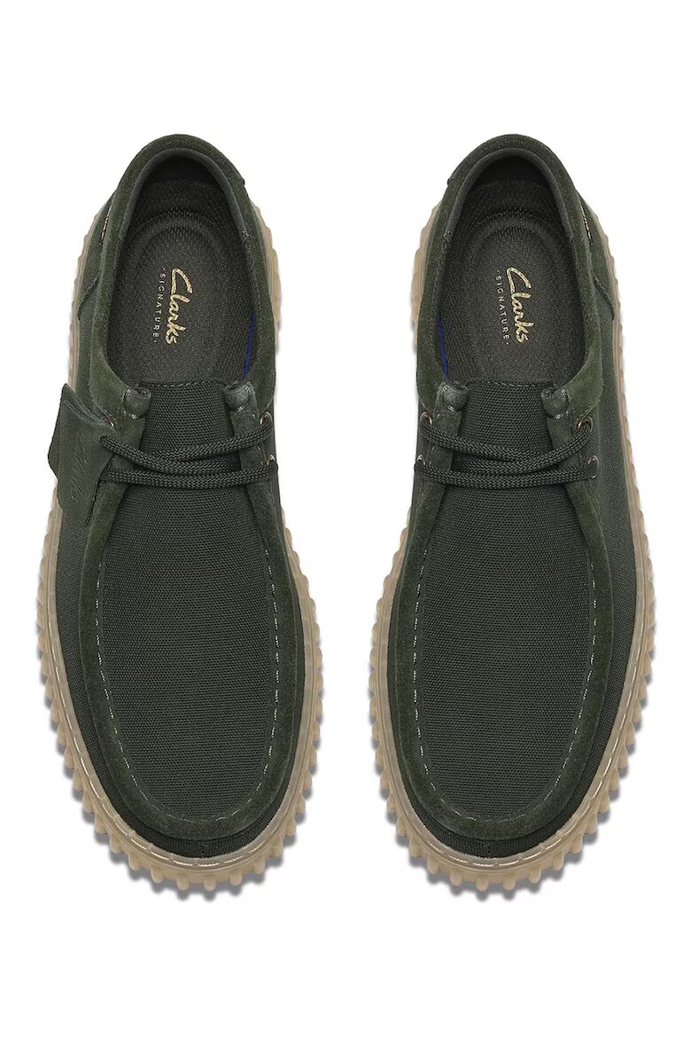 Clarks Текстилни кежуъл мокасини Torhill с велур Тъмнозелен