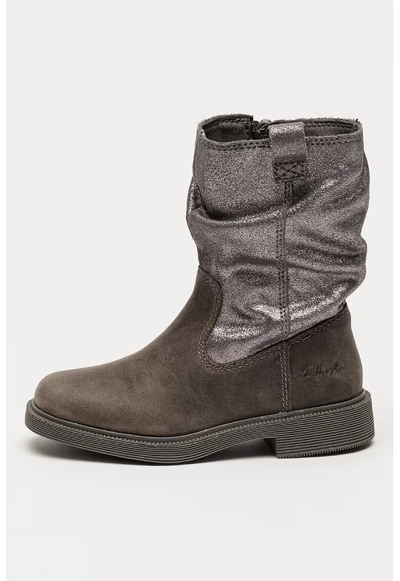 Clarks Велурени боти Pewter - Сив/Сребрист