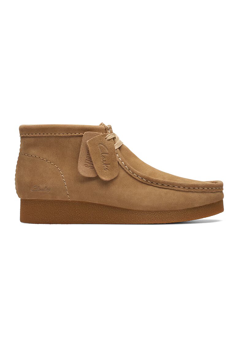 Clarks Велурени боти Wallabees с връзки