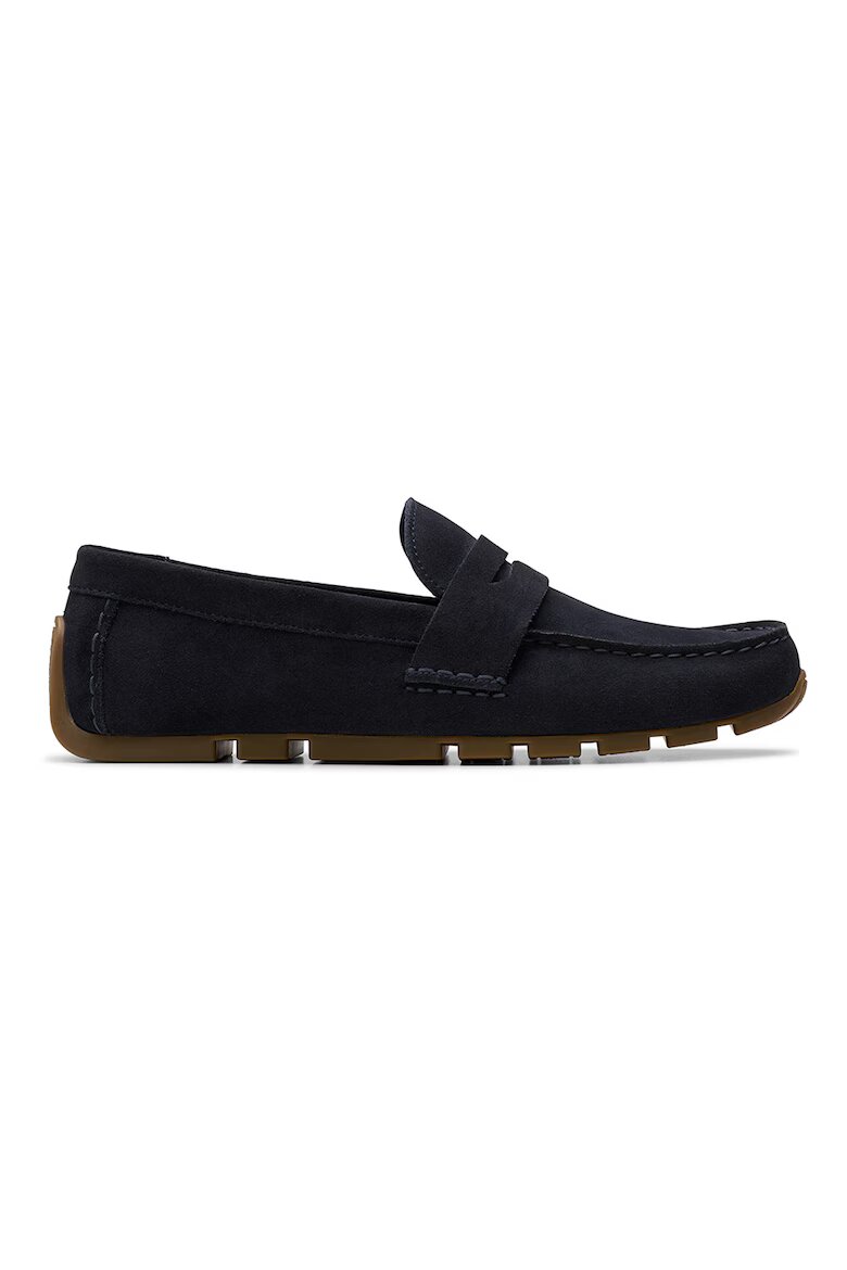 Clarks Велурени мокасини Corsley Bar Избеляло черно/Антрацитно сиво