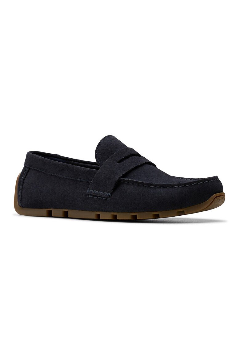 Clarks Велурени мокасини Corsley Bar Избеляло черно/Антрацитно сиво