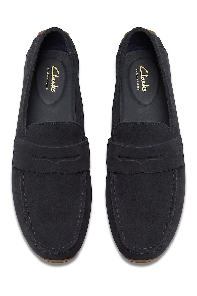 Clarks Велурени мокасини Corsley Bar Избеляло черно/Антрацитно сиво