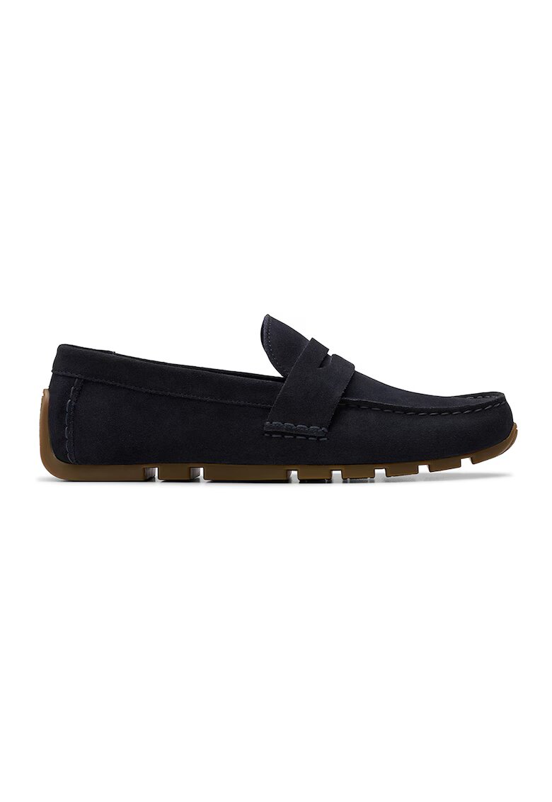 Clarks Велурени мокасини Corsley Bar - Избеляло черно/Антрацитно сиво