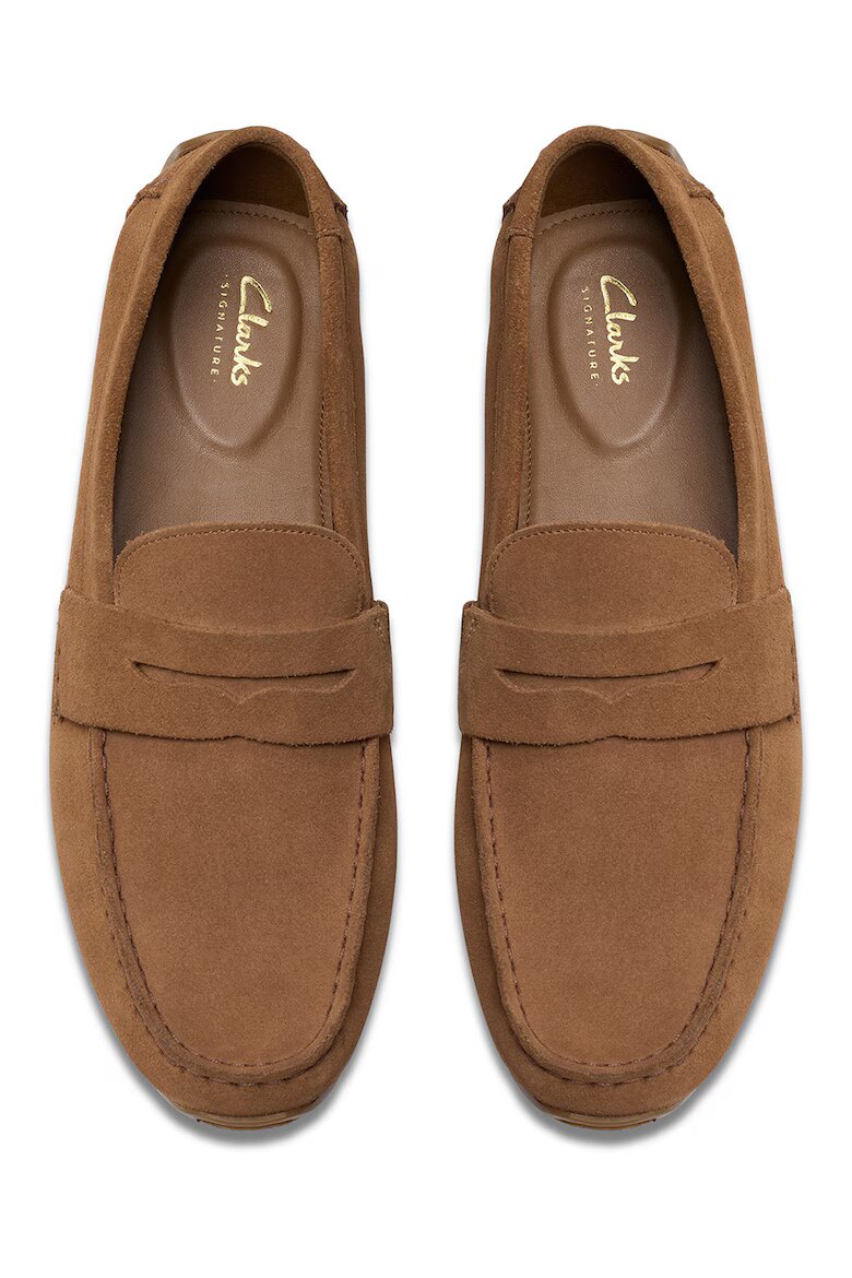 Clarks Велурени мокасини Corsley Bar Канелено кафяво