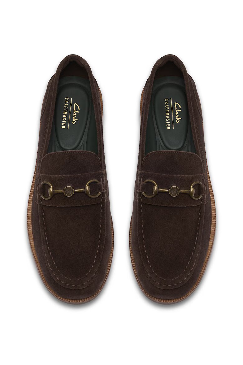 Clarks Велурени мокасини Craft James Коняк кафяв
