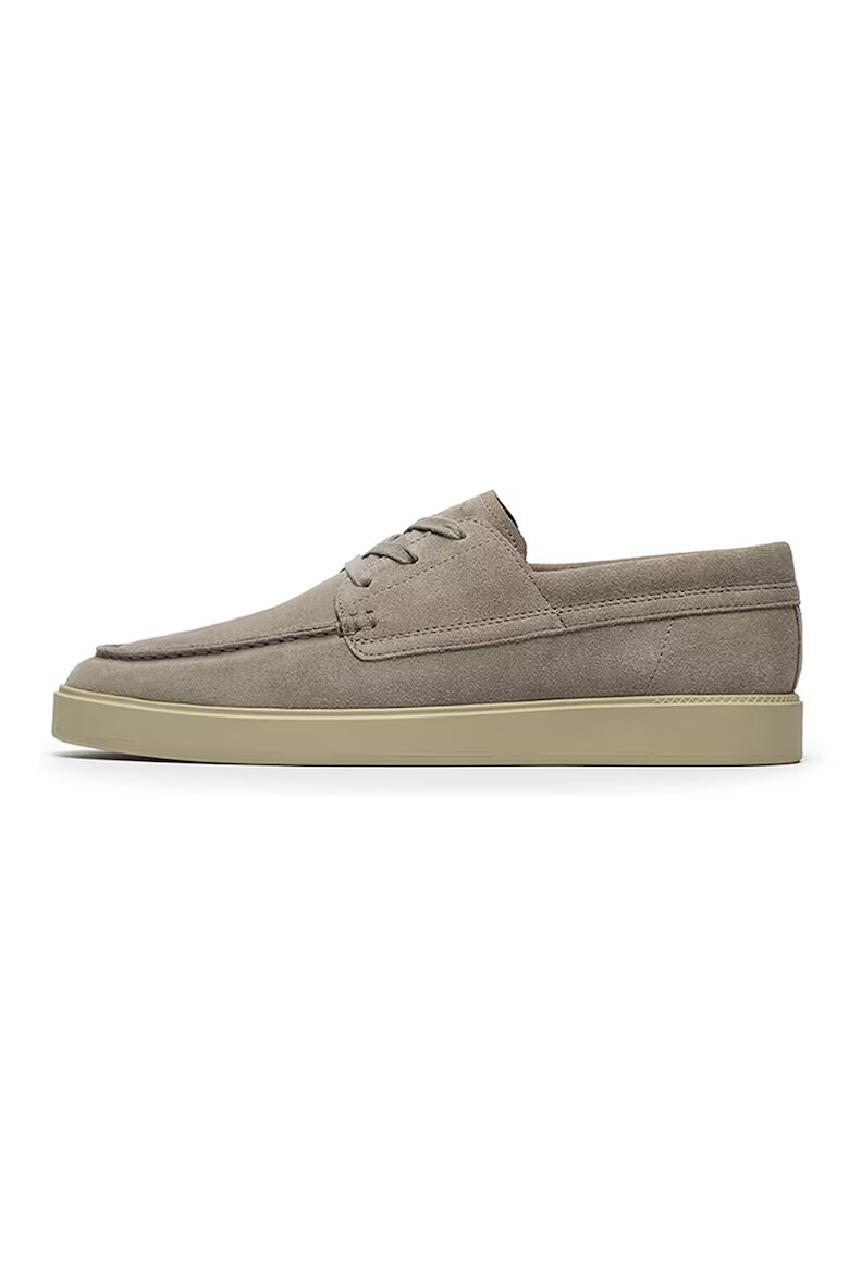 Clarks Велурени мокасини Lockford Сиво-бежов