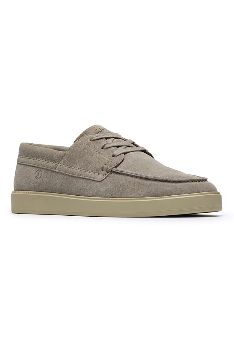 Clarks Велурени мокасини Lockford Сиво-бежов