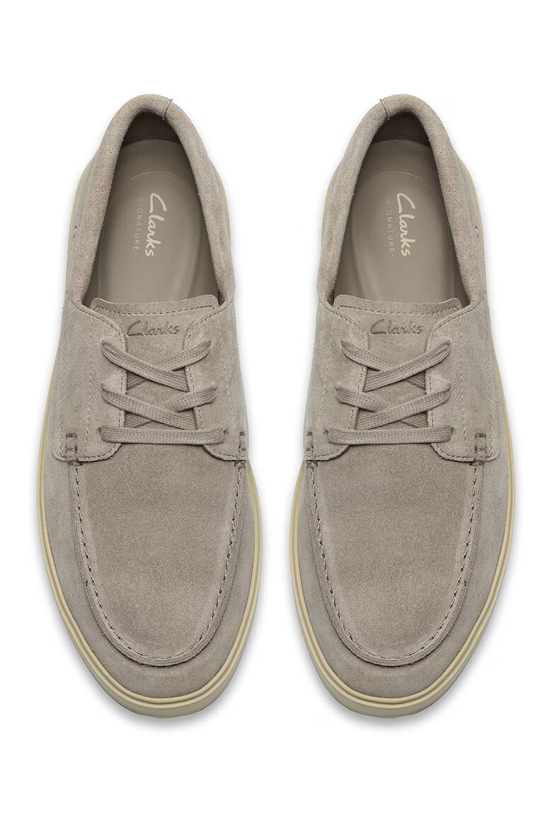 Clarks Велурени мокасини Lockford Сиво-бежов