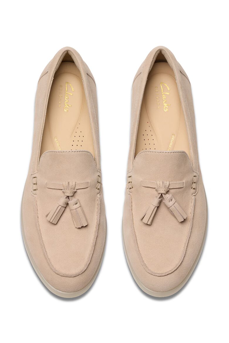 Clarks Велурени мокасини Narini Edge Бежов