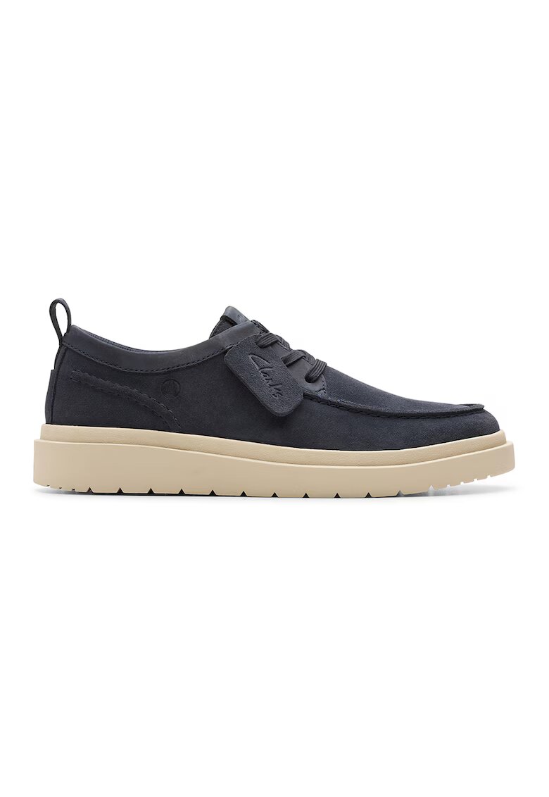 Clarks Велурени мокасини Polden - Тъмносин