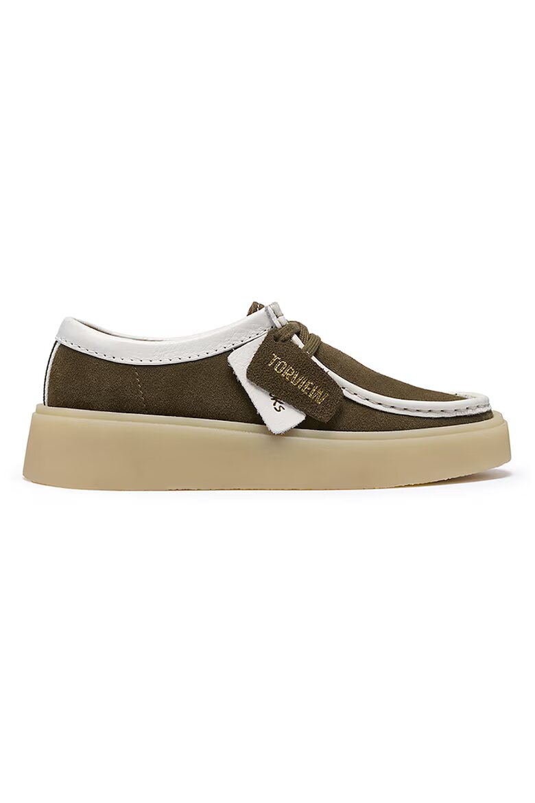 Clarks Велурени мокасини Torview Бял/Маслинено зелено