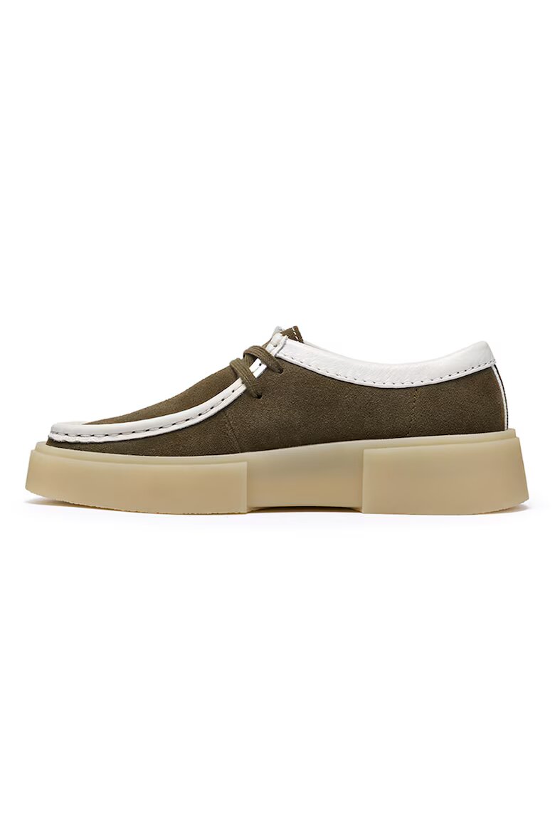Clarks Велурени мокасини Torview Бял/Маслинено зелено