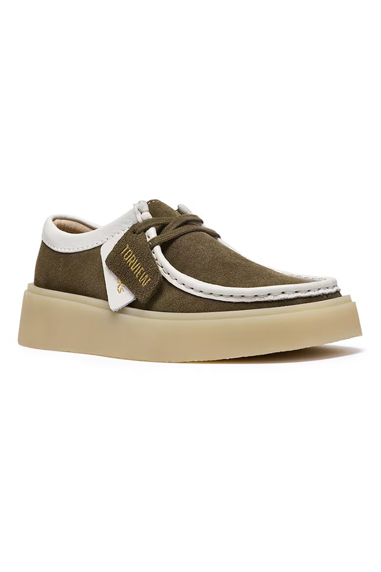 Clarks Велурени мокасини Torview Бял/Маслинено зелено