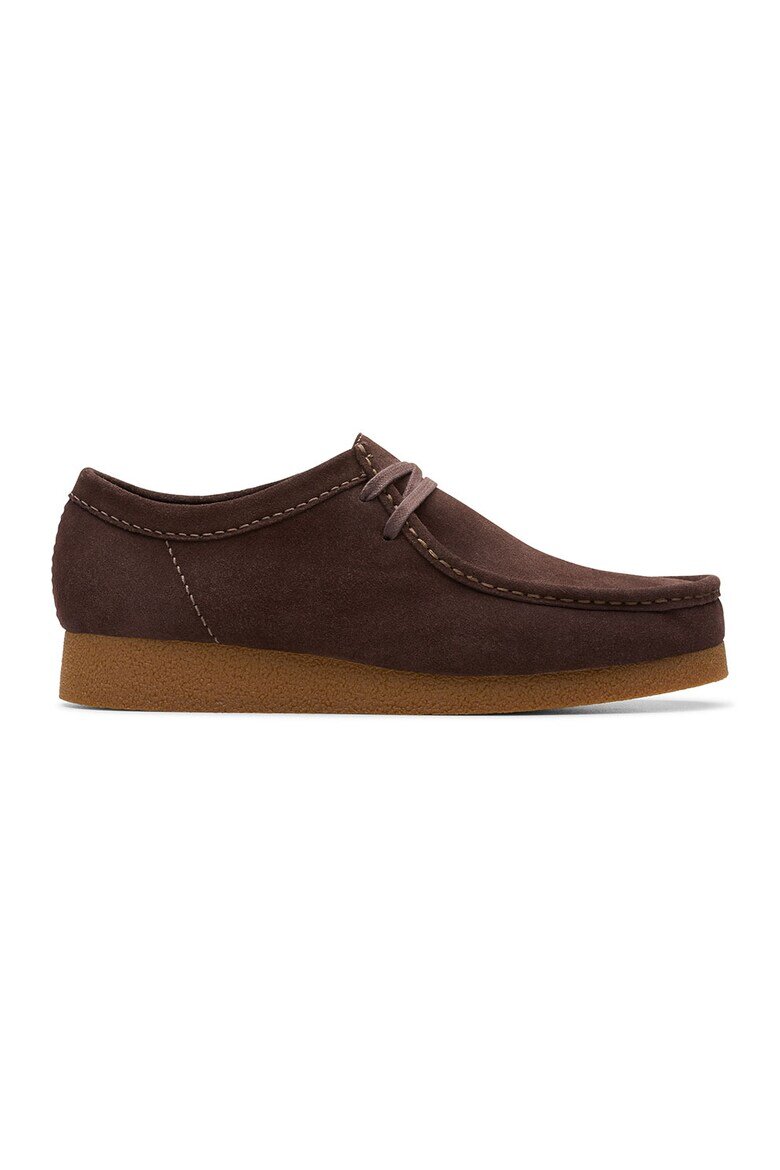 Clarks Велурени мокасини Wallabeeevo Тъмнокафяв
