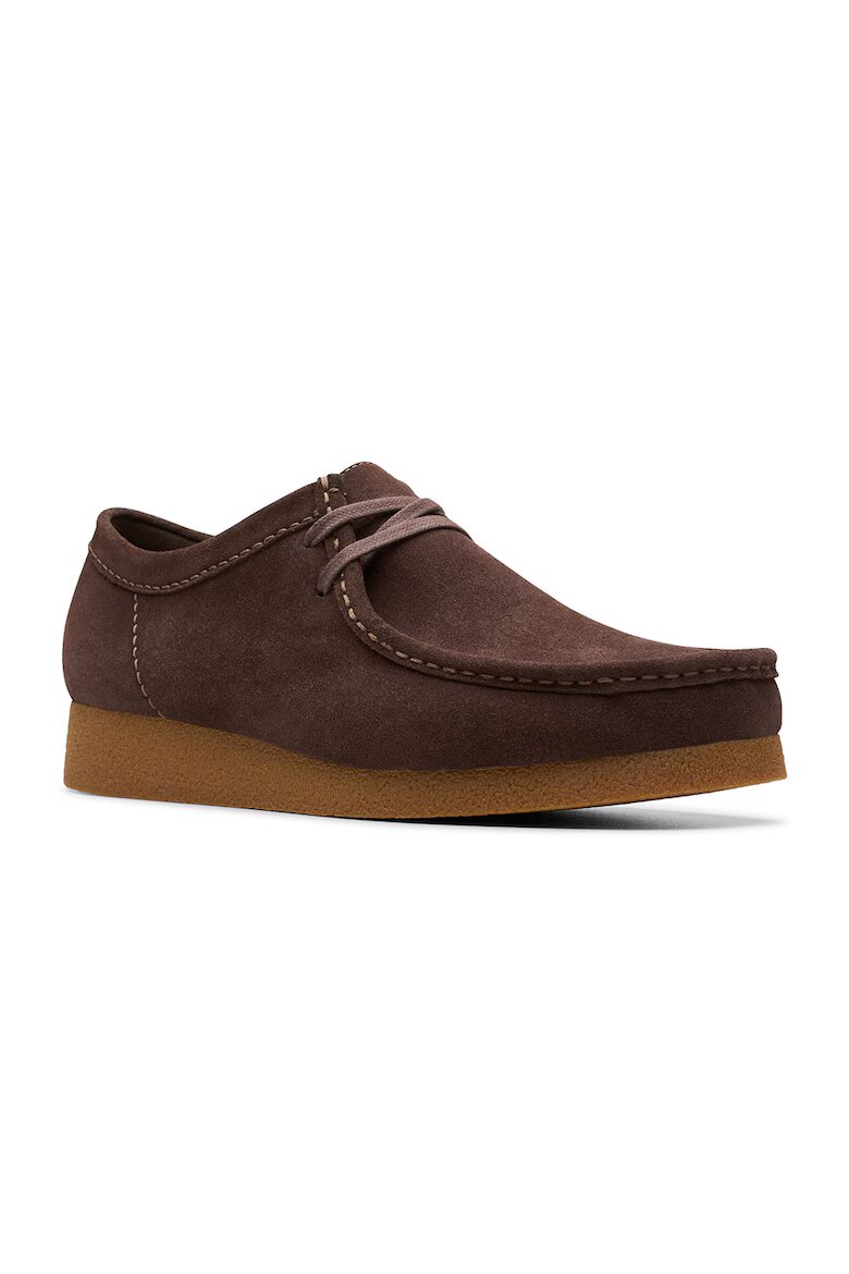 Clarks Велурени мокасини Wallabeeevo Тъмнокафяв