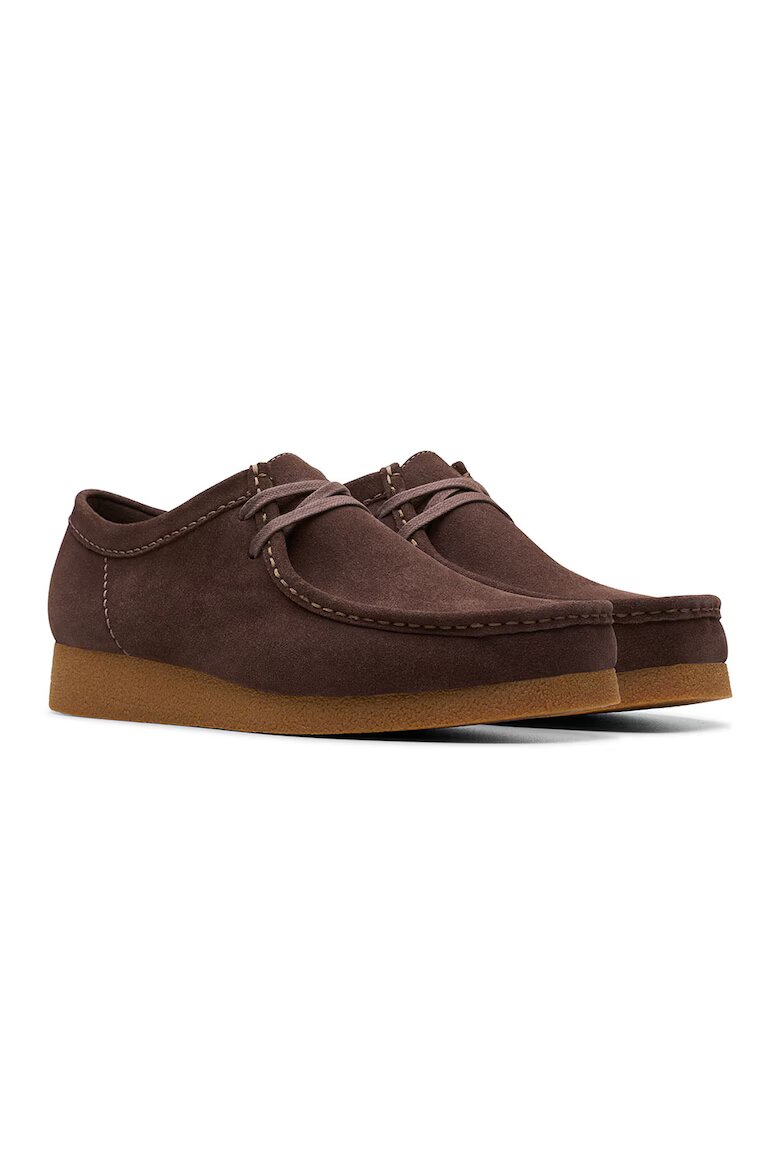 Clarks Велурени мокасини Wallabeeevo Тъмнокафяв