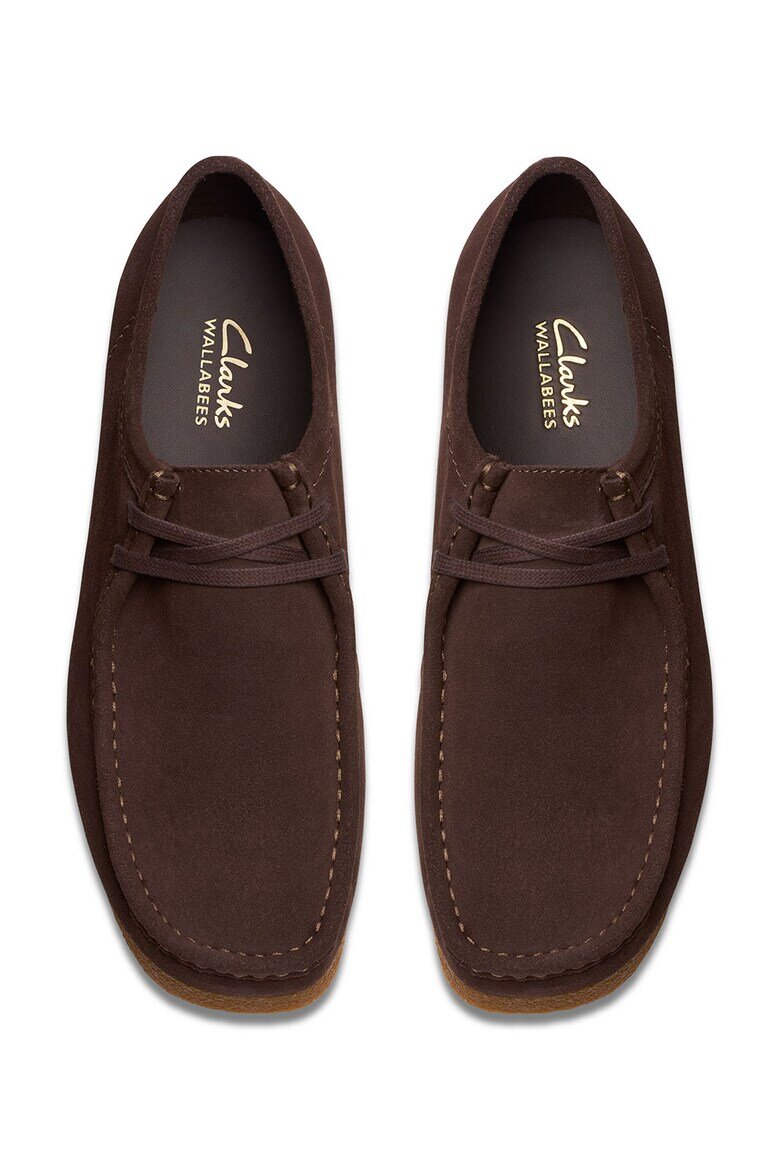 Clarks Велурени мокасини Wallabeeevo Тъмнокафяв