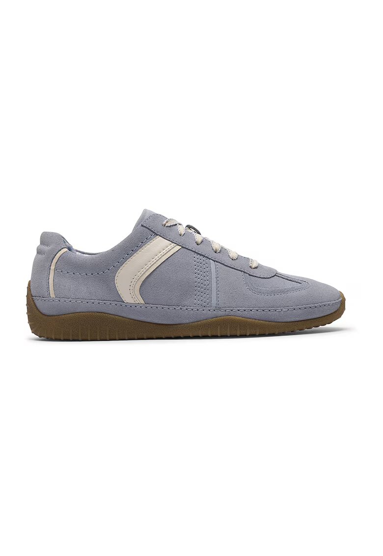 Clarks Велурени спортни обувки Meridor с лесно обуване - Прашно синьо/Мръснобял
